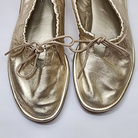 PILCRO Bow Tie Ballet Flats - Gold Size 7 - Picture 6 of 15